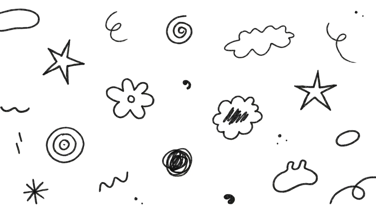 A page of small ink doodles